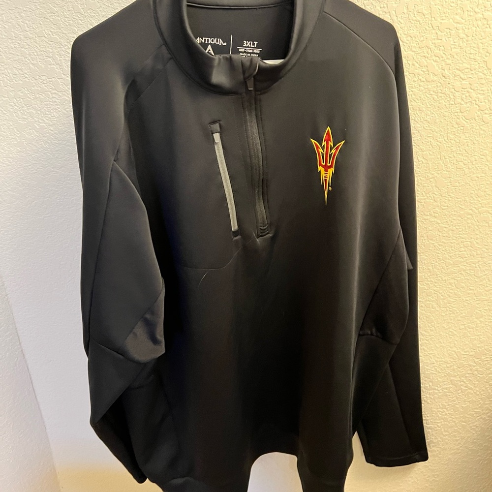 Antigua Men's Black Performance Pull Over with Arizona State Logo